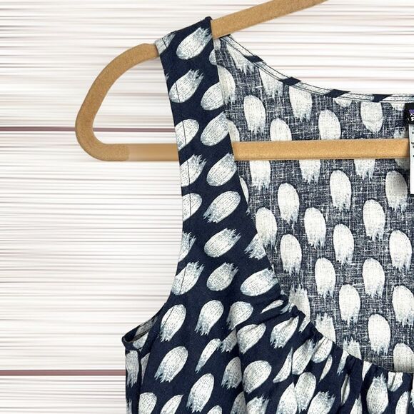 NWOT Patagonia Blue Polka Dot Hemp - Cotton Blend Sleeveless Drawstring Dress - Picture 5 of 13